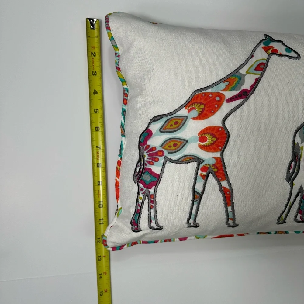 NWT Mirage Multicolor Three Girrafes Applique 12 in. x 24 in. Throw Pillow